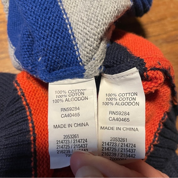 Set of 2 striped Children’s Place Sweaters, size 18-24 month, blue grey orange - Picture 3 of 7
